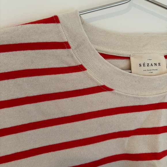 Sezane Elina Marinière Ecru/ Red - Size L - Picture 5 of 5